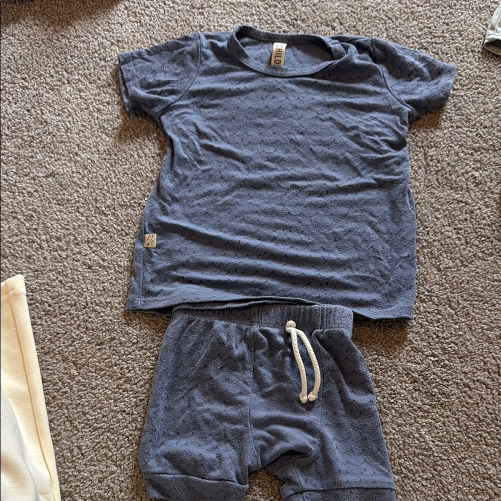 Blue Textured Toddler Outfit